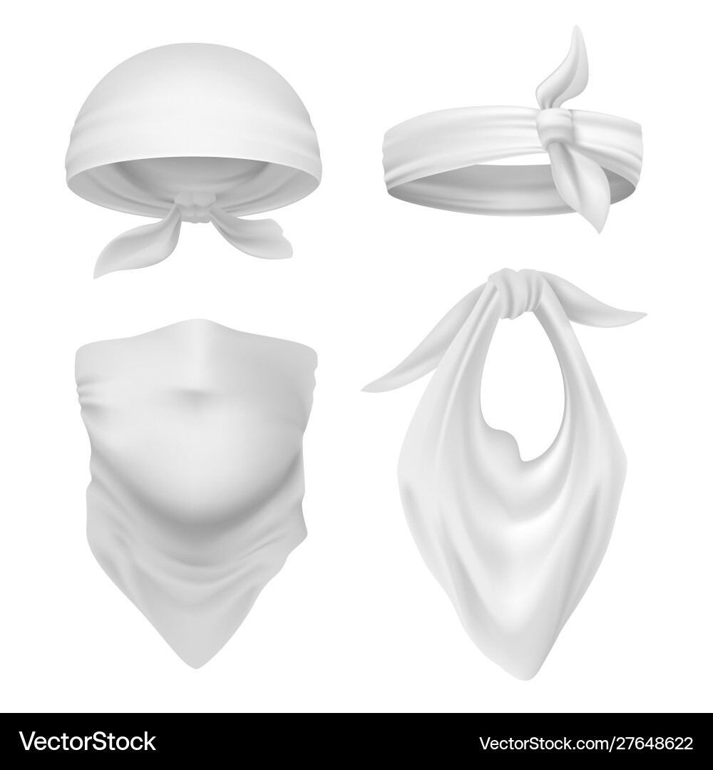 Realistic White Bandana & Buff vector image