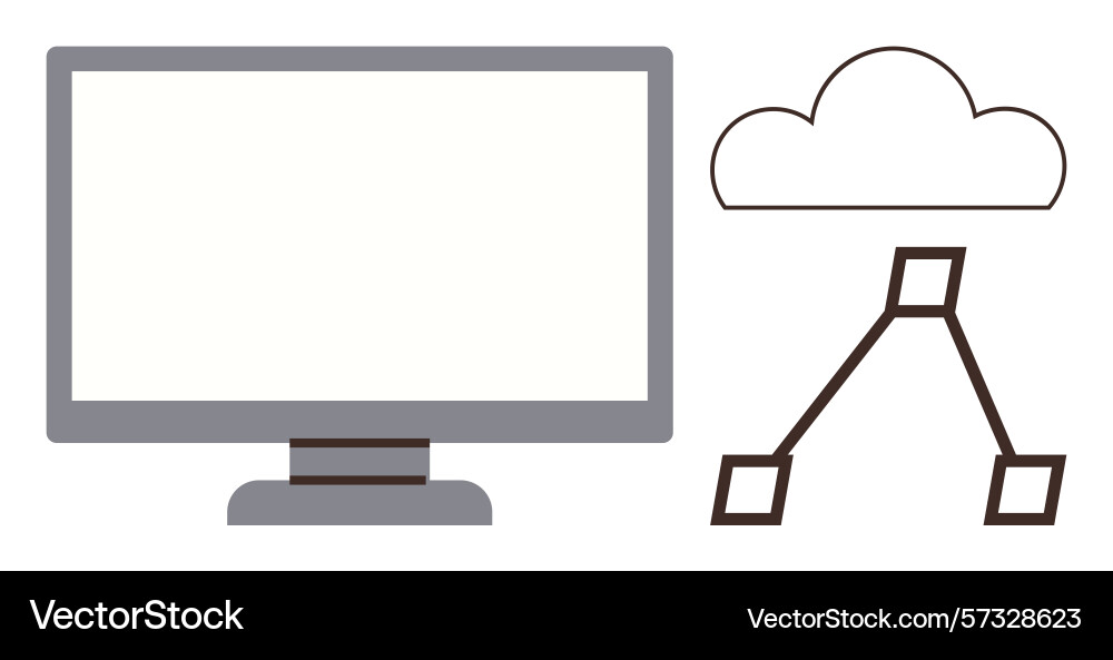 Computer screen with cloud connection and network Computer screen with cloud connection and network vector image