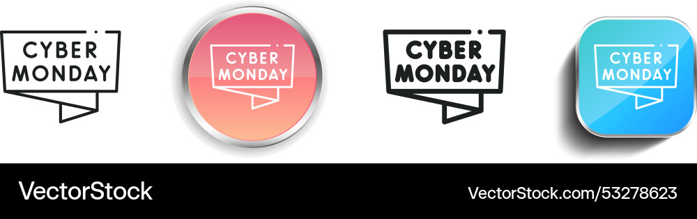 Cyber monday icon thin linear regular and button Cyber monday icon thin linear regular and button vector image