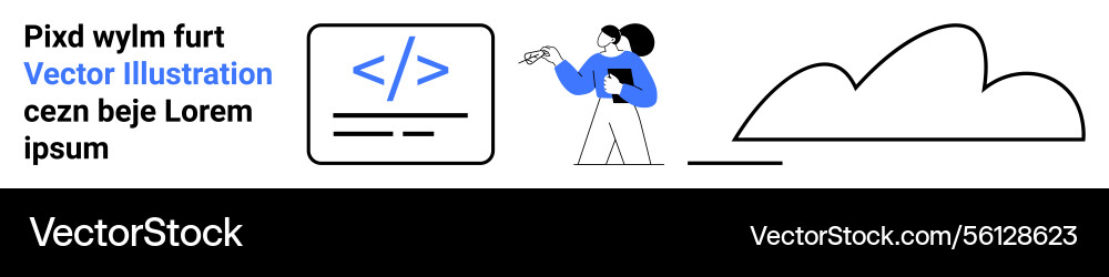 Developer presenting code snippet with abstract Developer presenting code snippet with abstract vector image