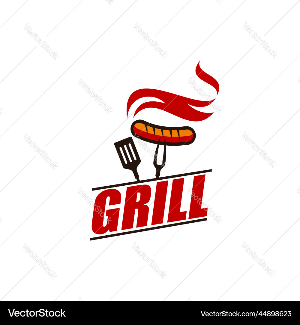 Grill restaurant barbecue equipment icon or label Grill restaurant barbecue equipment icon or label vector image