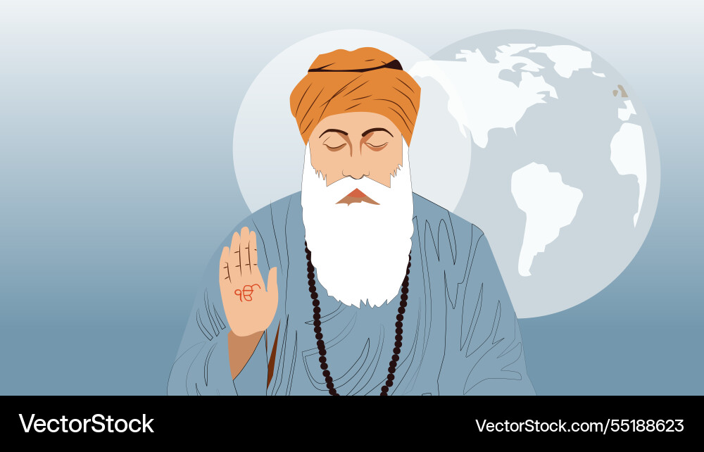 Guru nanak dev ji universal blessings vector image