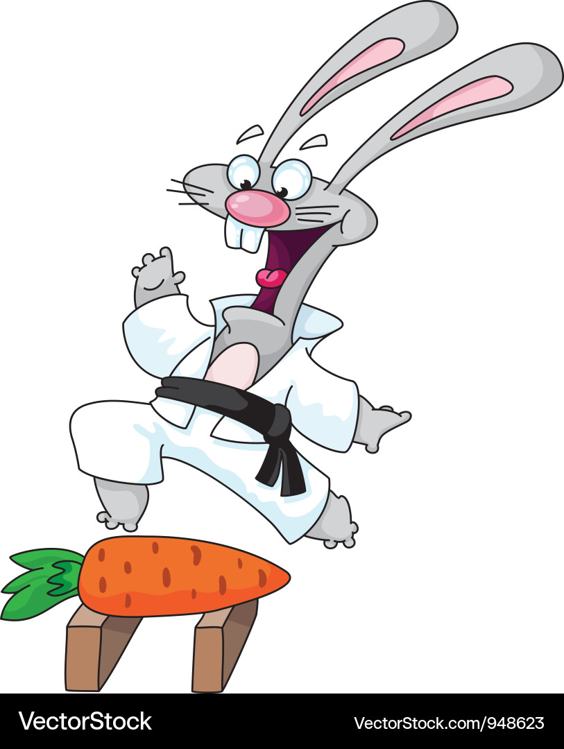 Karate Rabbit with Carrot Vector Image