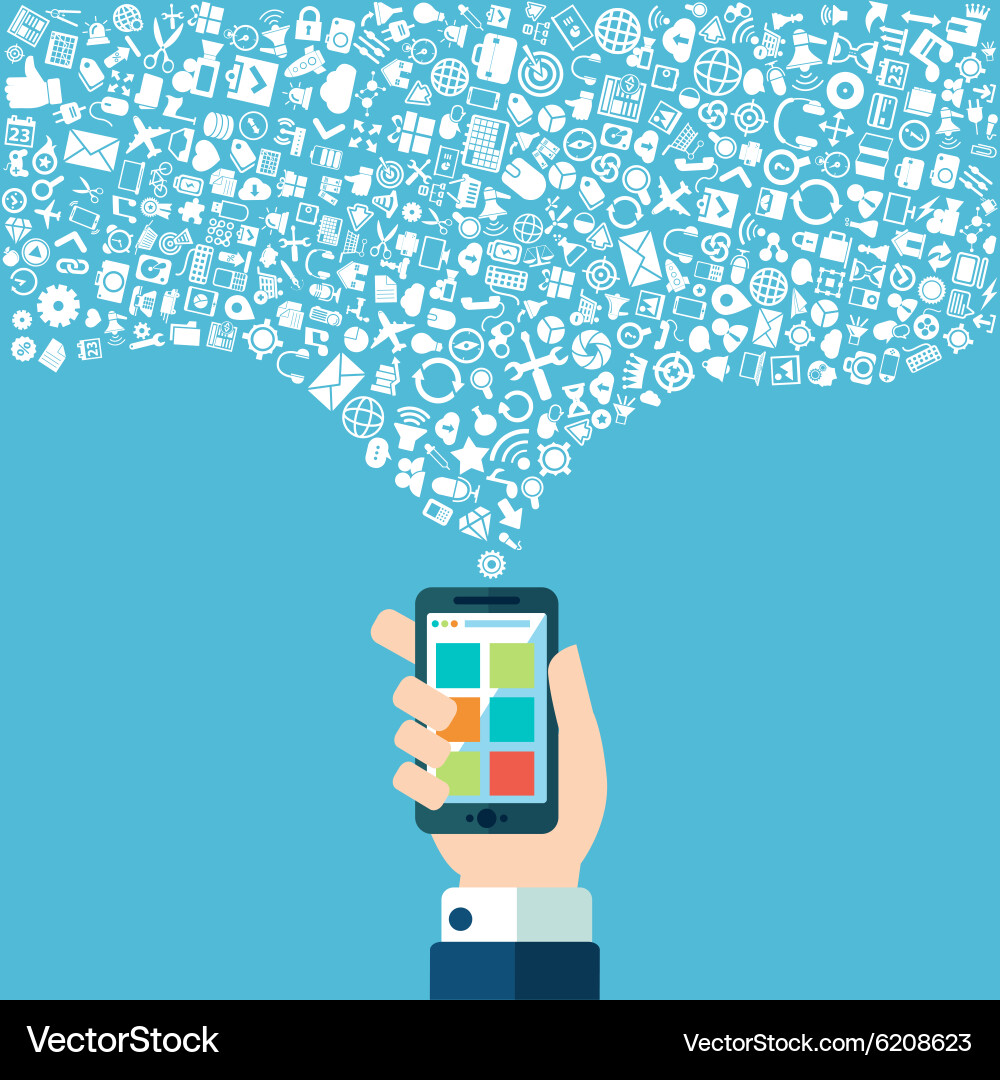 Mobile Apps & Cloud Solutions Royalty Free Vector Image