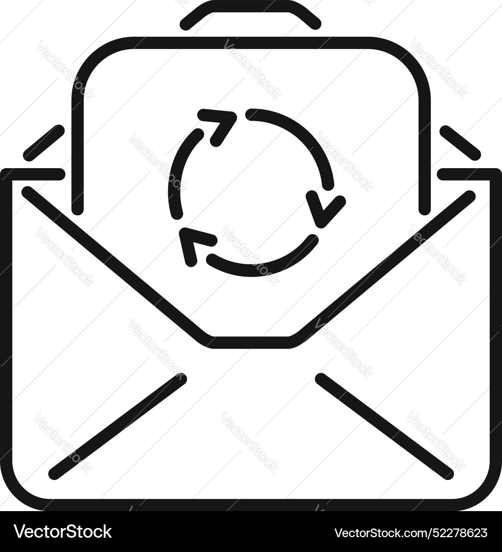 Opened envelope with update sign showing email Opened envelope with update sign showing email vector image
