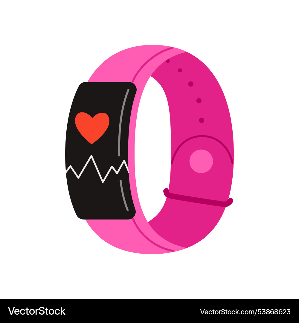 Pink Smart Watch mit Herz- und Pulsdiagramm Pink Smart Watch mit Herz- und Pulsdiagramm vektorbild