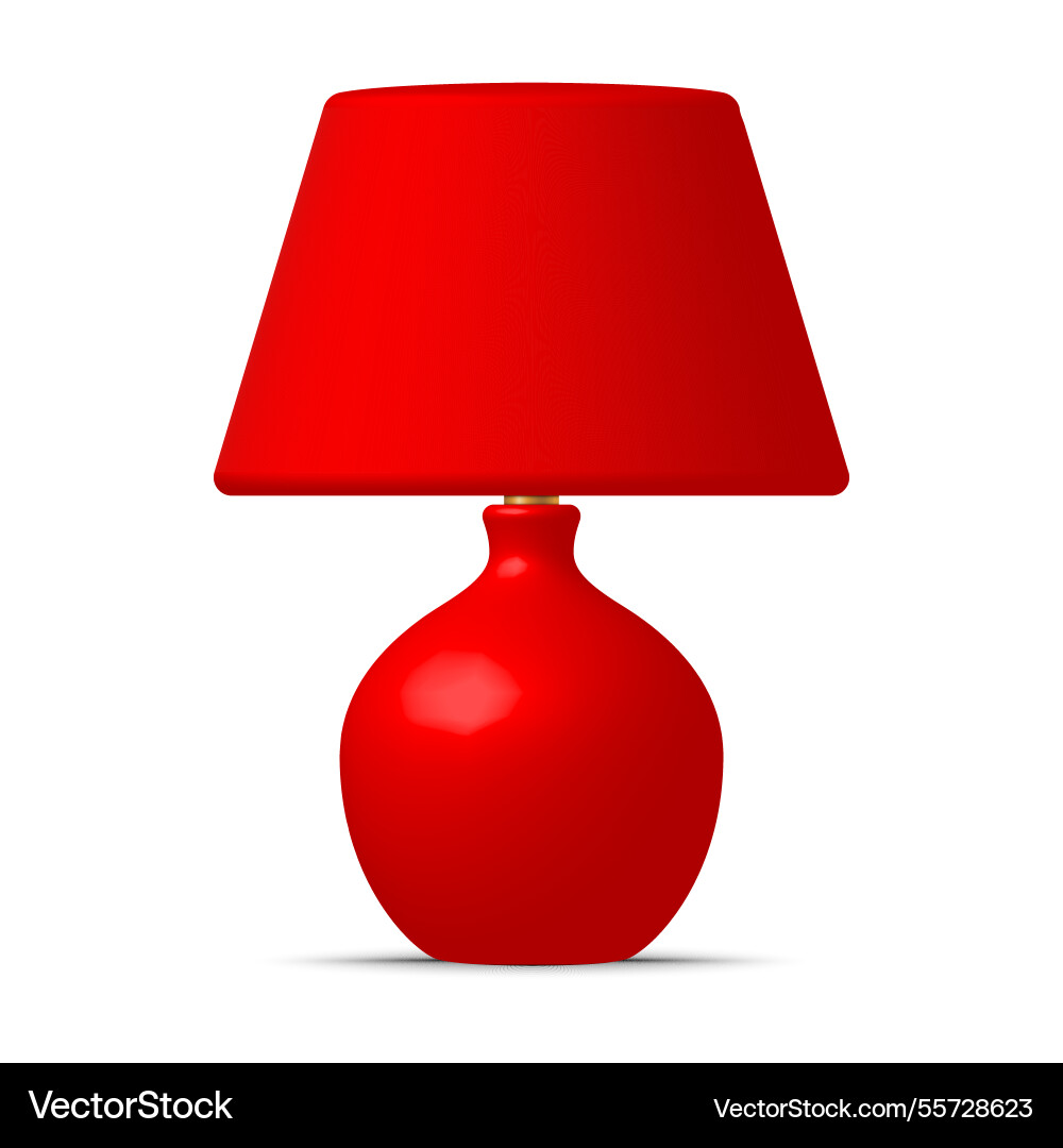 Red lamp with shadow isolated on white background Vector Image
