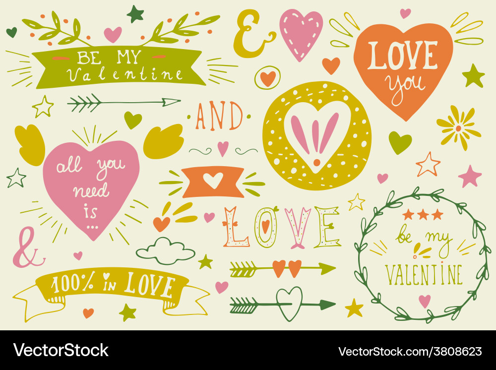 Valentines day design elements Royalty Free Vector Image