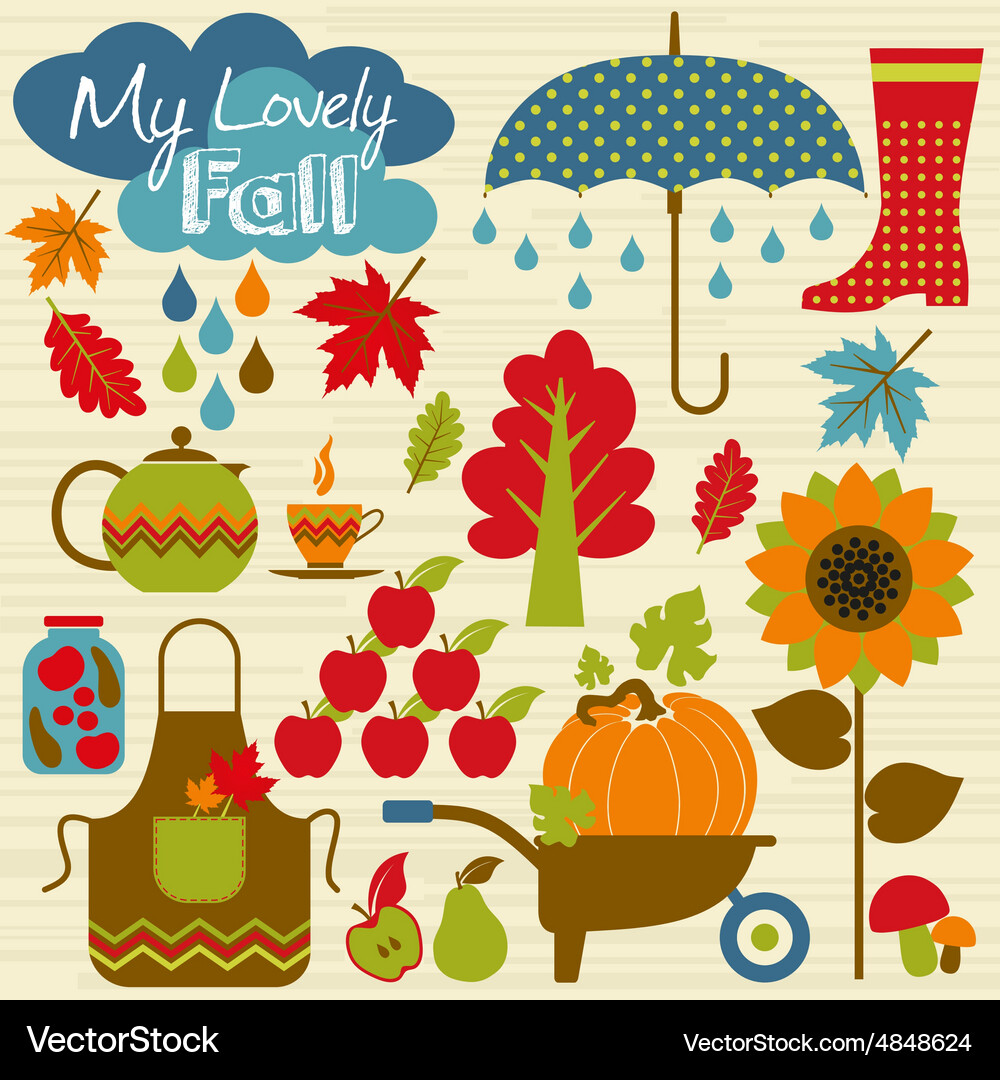 Autumn background set design element Vector Image