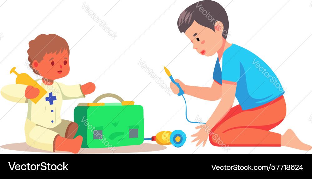Child building with stacking blocks design vector image