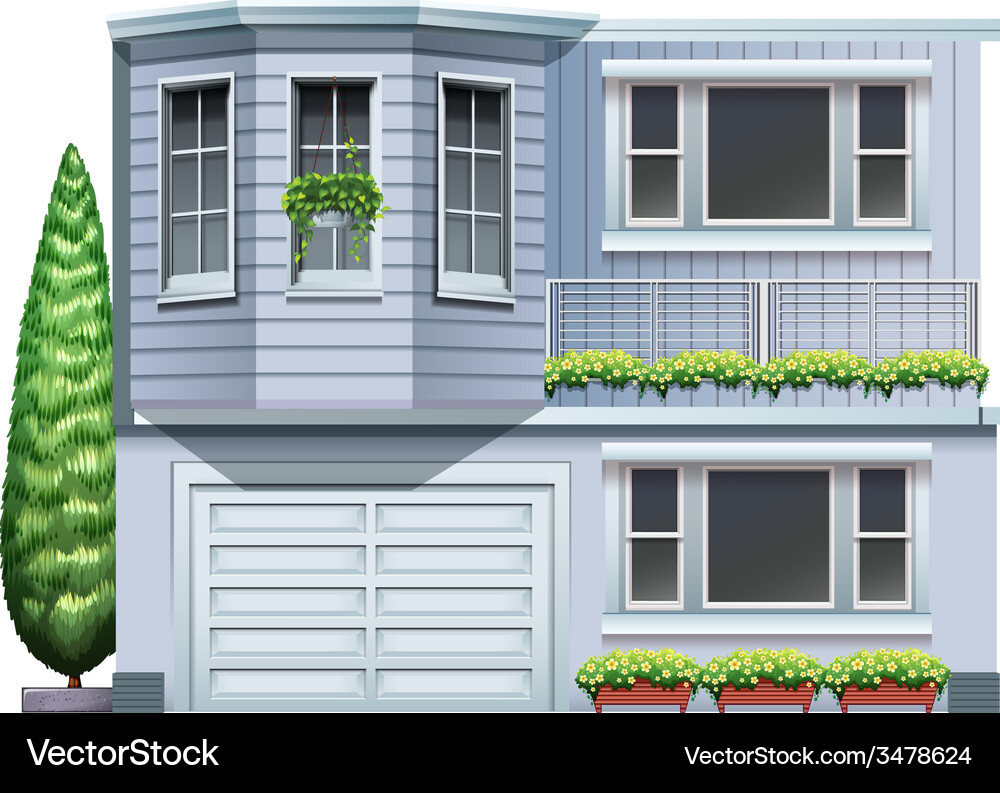 Grey Building with Windows Vector Image
