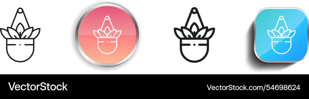 Hanging pot icon thin linear regular and button Vector Image