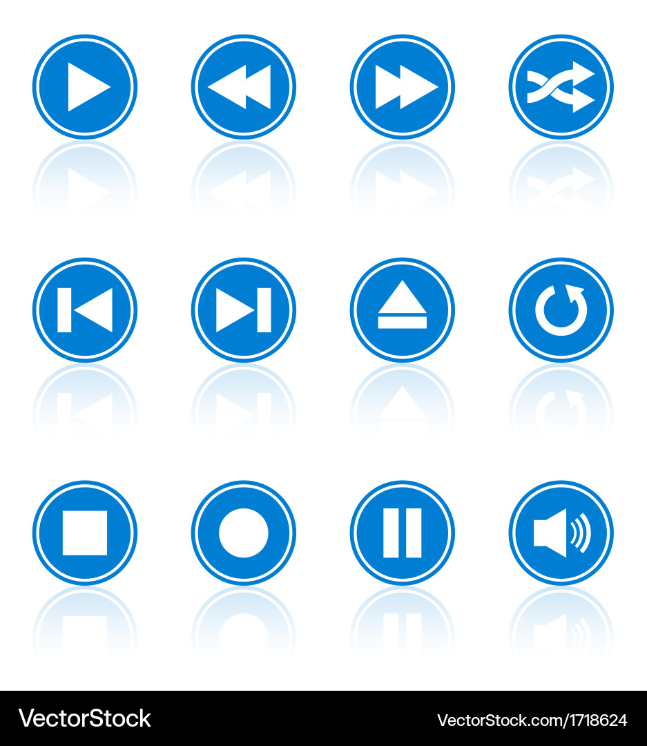 Media player buttons collection design elements vector image
