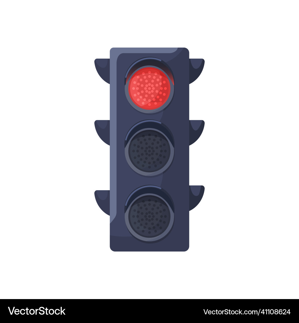Red signal on traffic light semaphore with stop Red signal on traffic light semaphore with stop vector image