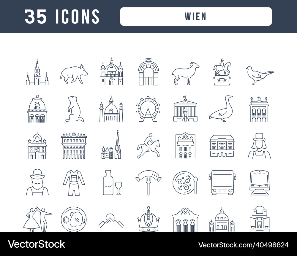 Set of linear icons wien Set of linear icons wien vector image