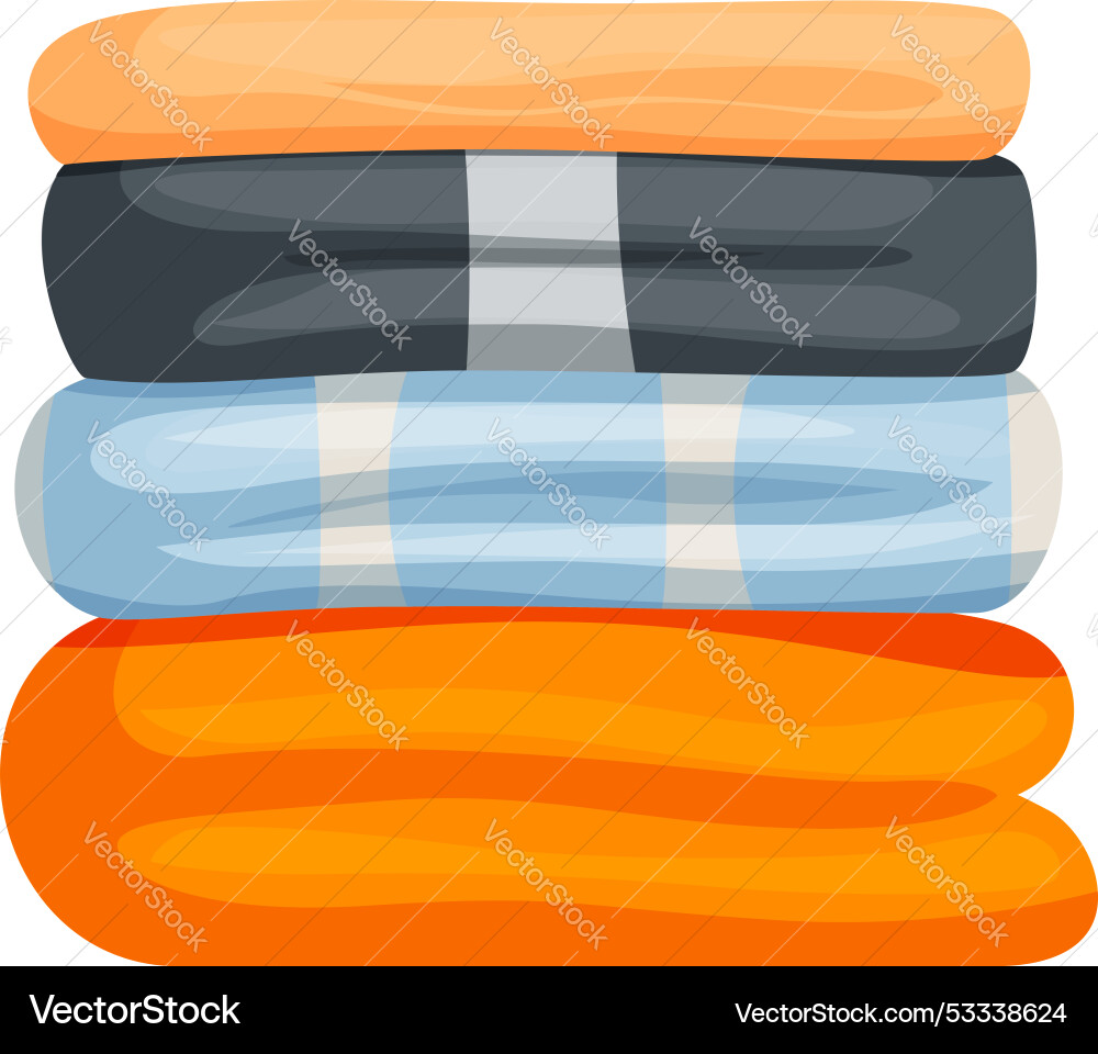 Stack of soft colorful towels lying on top each Stack of soft colorful towels lying on top each vector image