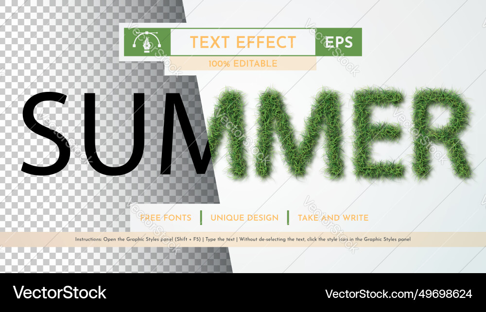 Summer grass - editable text effect font style Summer grass - editable text effect font style vector image