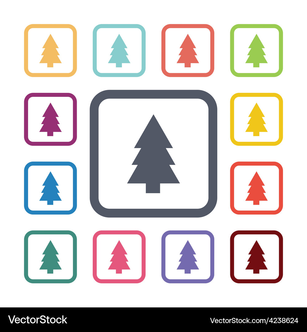 Tree flat icons set Vector Image