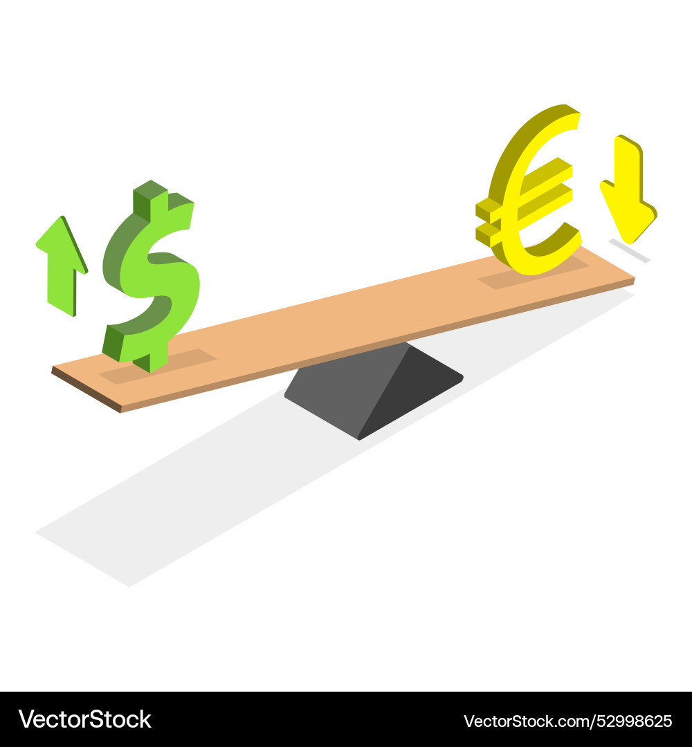 3d isometric flat of euro vs 3d isometric flat of euro vs vector image