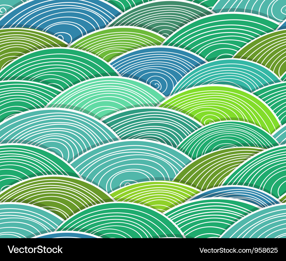 Abstract Green Wave Patterns Vector Image