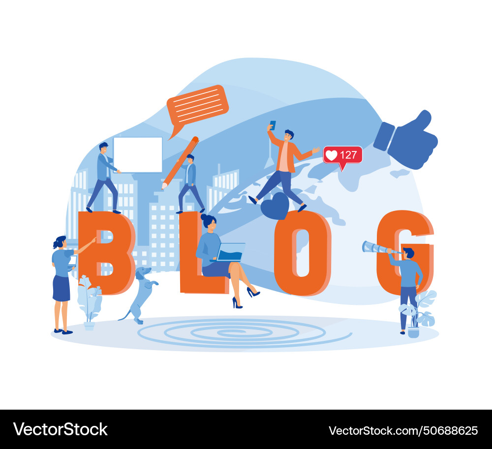 Blog creative content production workflow process vector image