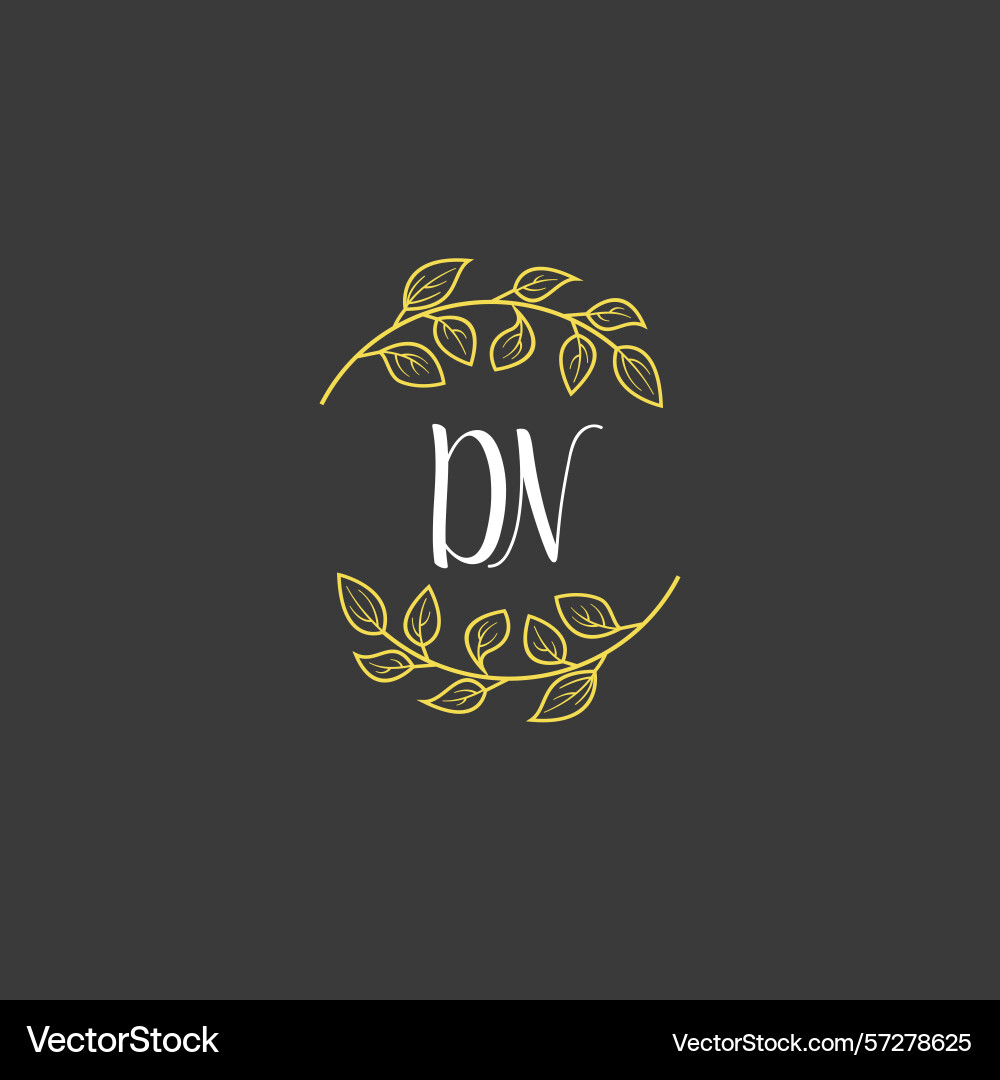 Botanical monogram logos with initial dn Botanical monogram logos with initial dn Vector Image