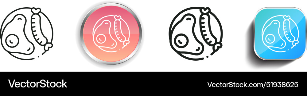 Breakfast icon thin linear regular and button Vector Image