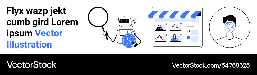 E-commerce and data analysis with robotic process E-commerce and data analysis with robotic process vector image