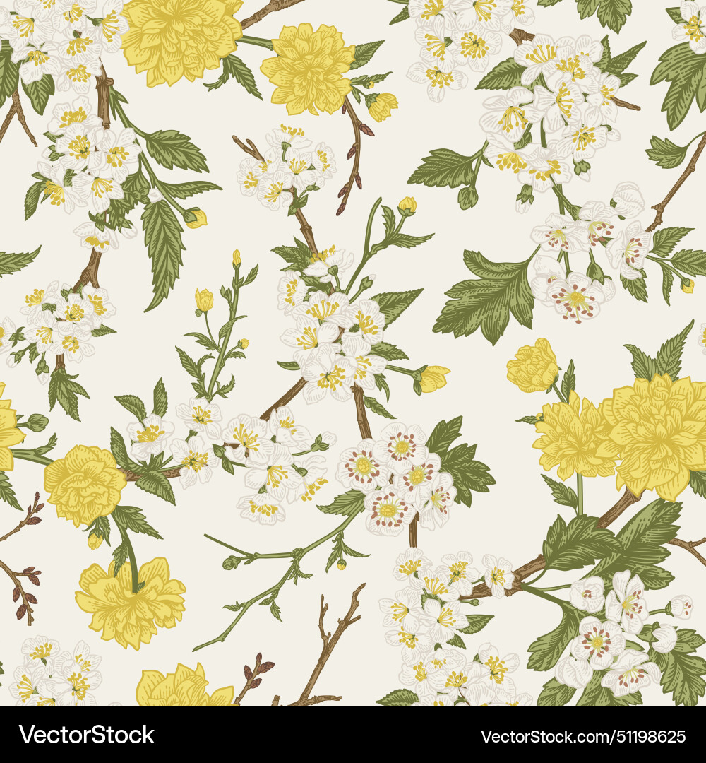 Flowering Branch Pattern Vector Image