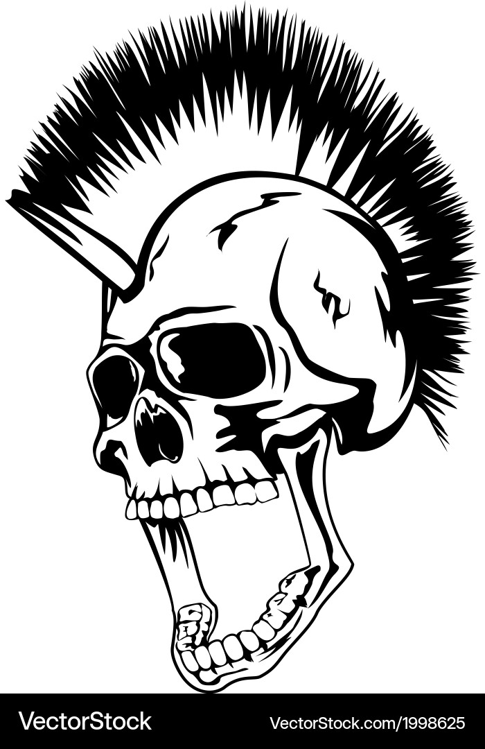 Punk Skull with Mohawk Vector Image