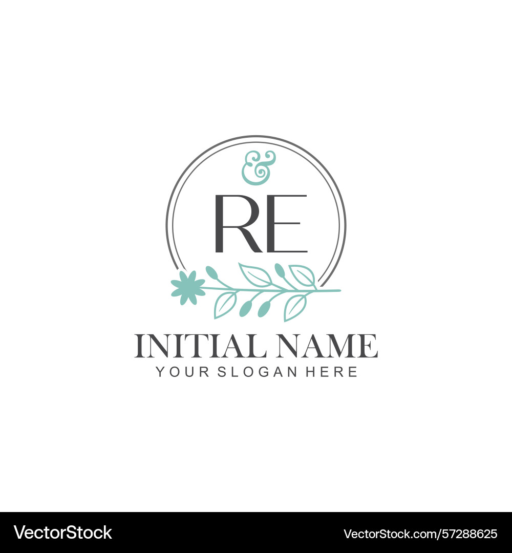 Re initial logo templates with botanical elements Re initial logo templates with botanical elements vector image