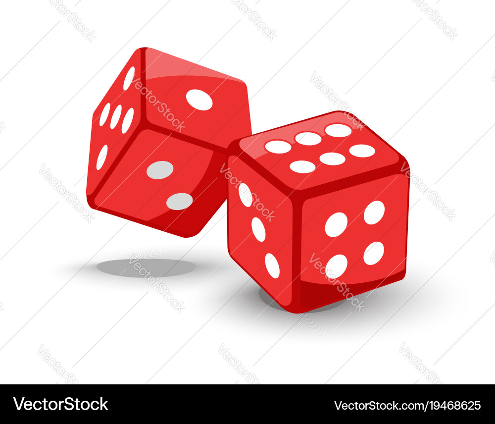 Red game dice in flight vector image