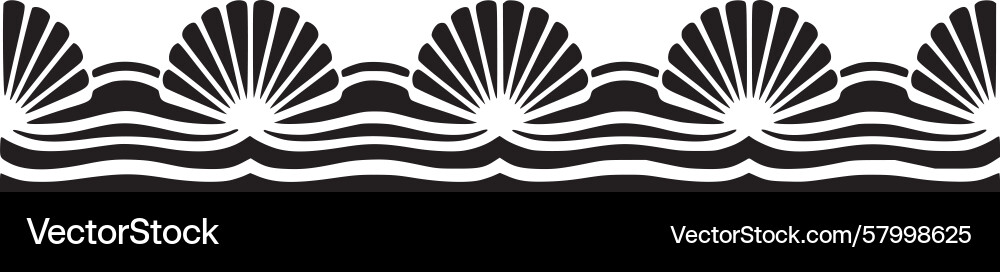 Seashell Wave Border - Marine Pattern Vector Image