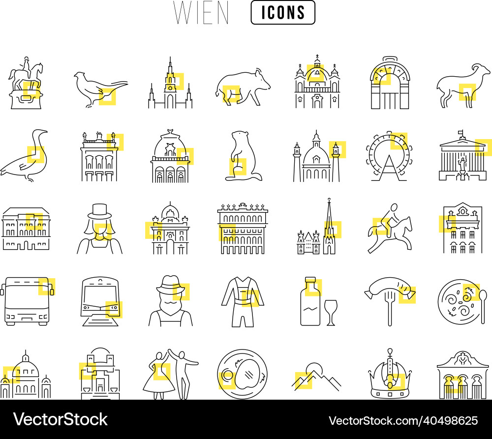 Set of linear icons wien Set of linear icons wien vector image