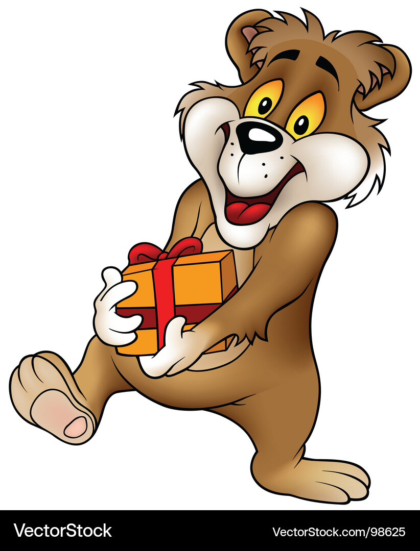 Sweet bear and gift Vector Image
