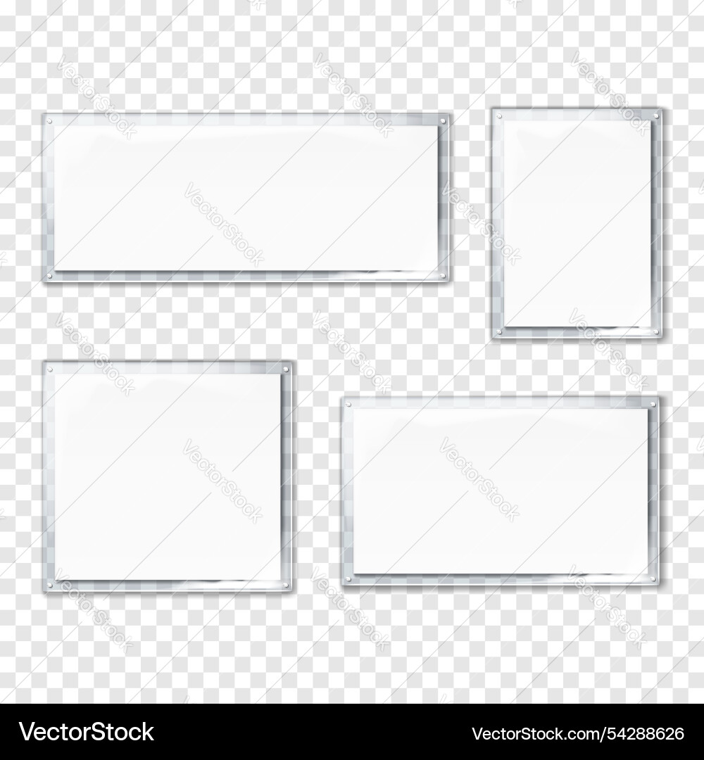 Clear sandwich acrylic board set realistic mockup Clear sandwich acrylic board set realistic mockup vector image