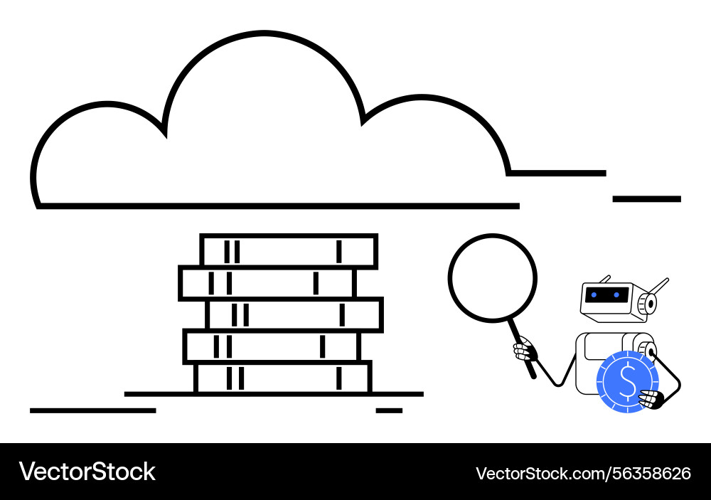 Cloud storage security analysis by ai robot Cloud storage security analysis by ai robot vector image