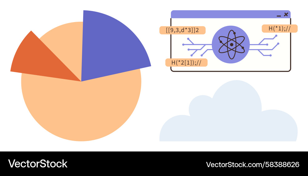 Data Analysis with Pie Chart & Technology Vector Image