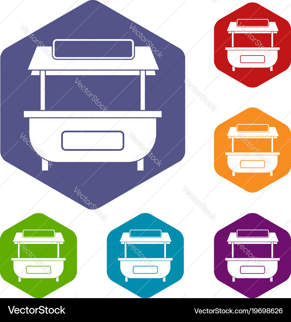 Empty counter with canopy icons set hexagon vector image