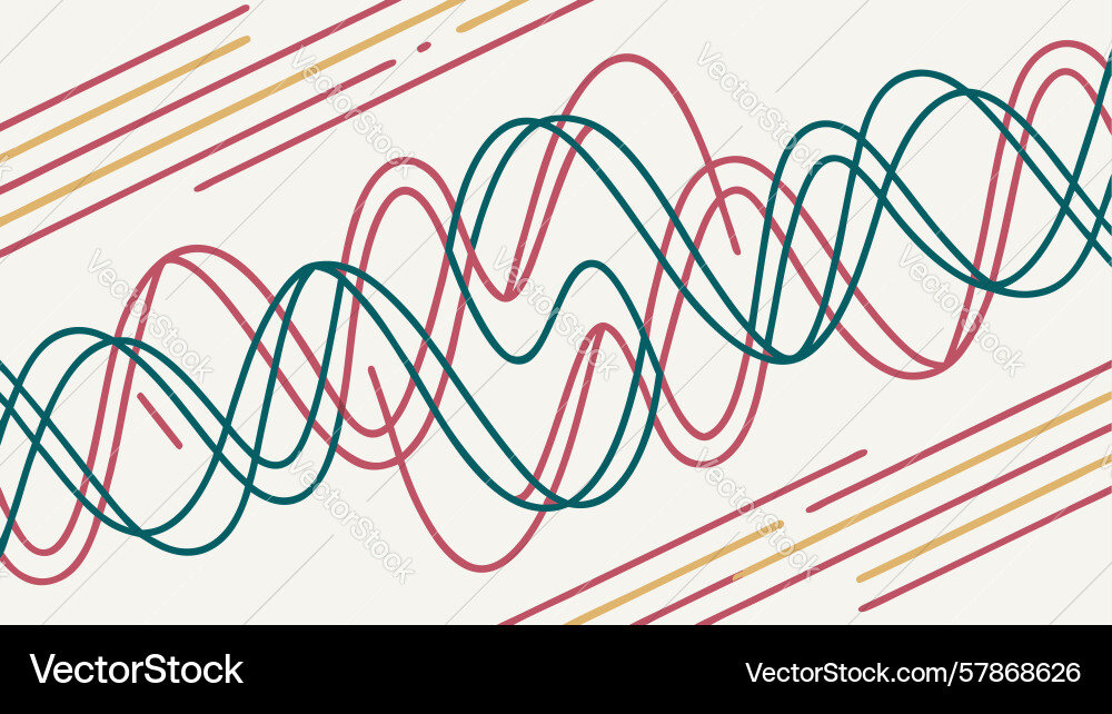 Intersecting colorful sound waves for abstract Vector Image