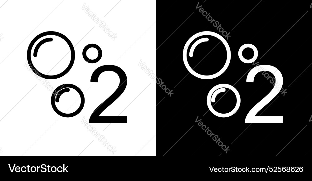 Oxygen o2 icon set on white background vector image