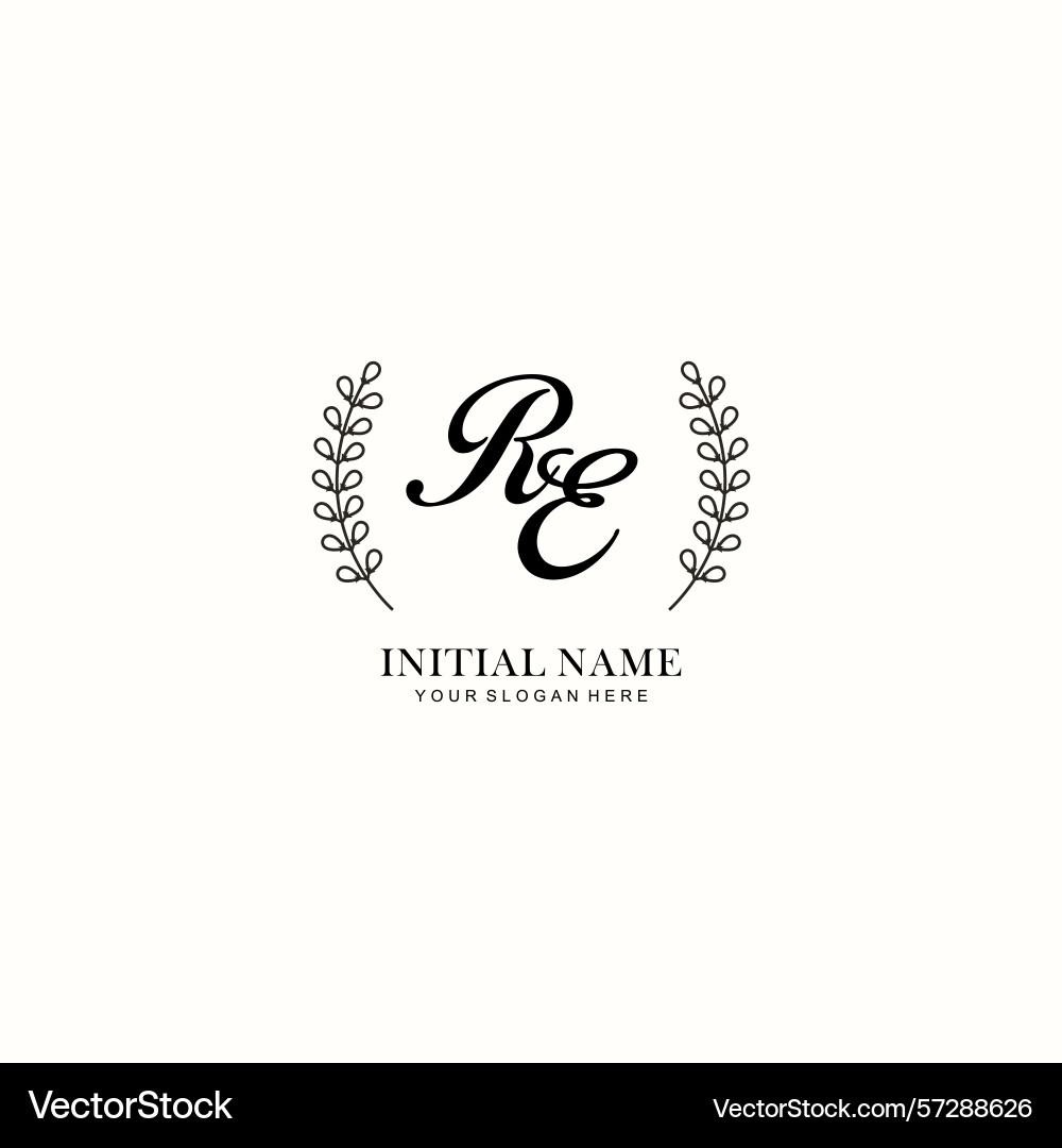 Re initial logo templates with botanical elements Vector Image