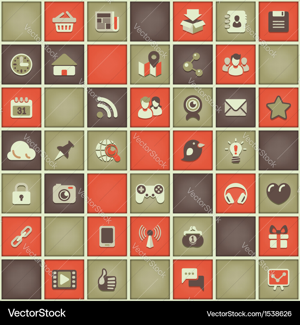 Square pattern of social networking in red gray vector image