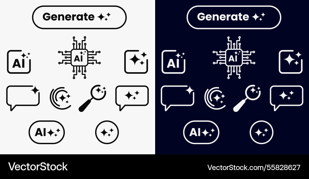 Artificial intelligence icons ai brain tech chip Artificial intelligence icons ai brain tech chip vector image