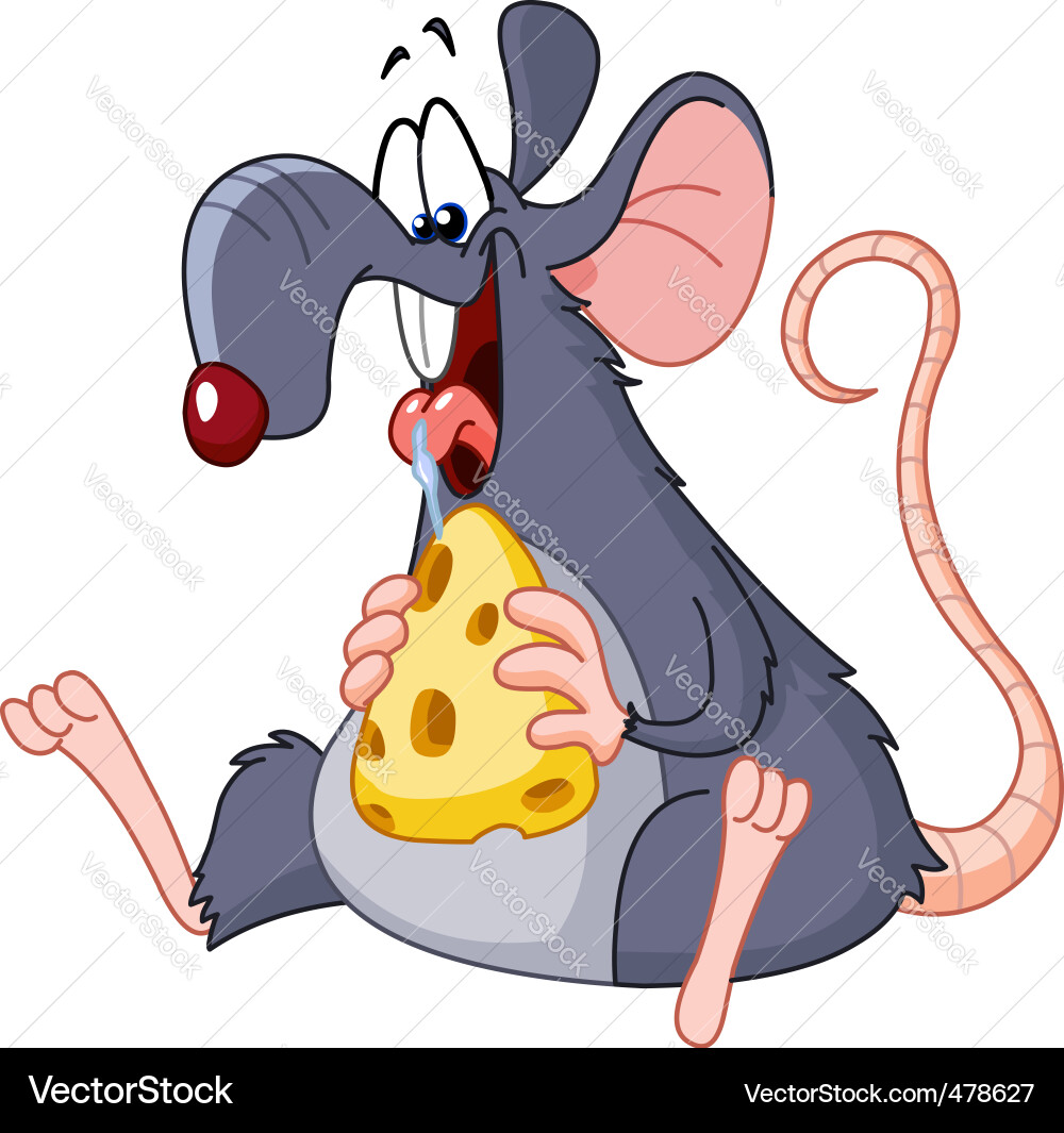 Cute Rat Enjoying Cheese vector image
