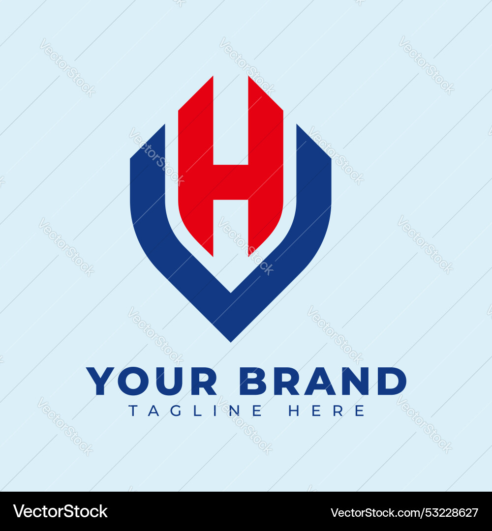 H initial shield logo design element H initial shield logo design element Vector Image