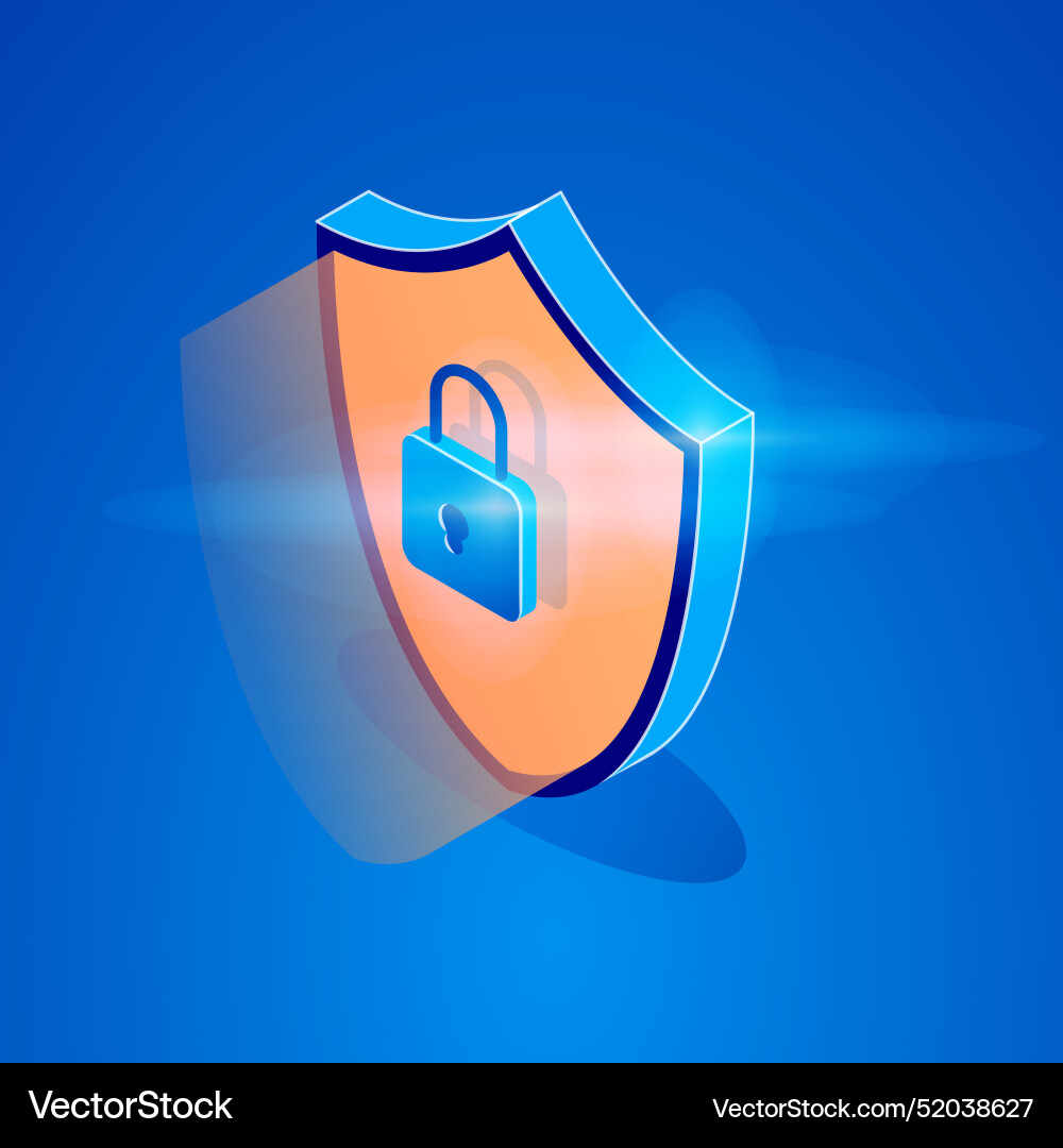 Isometric Data Shield with Lock vector image