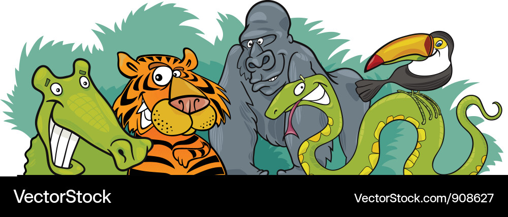 Jungle Animals Cartoon Vector Image