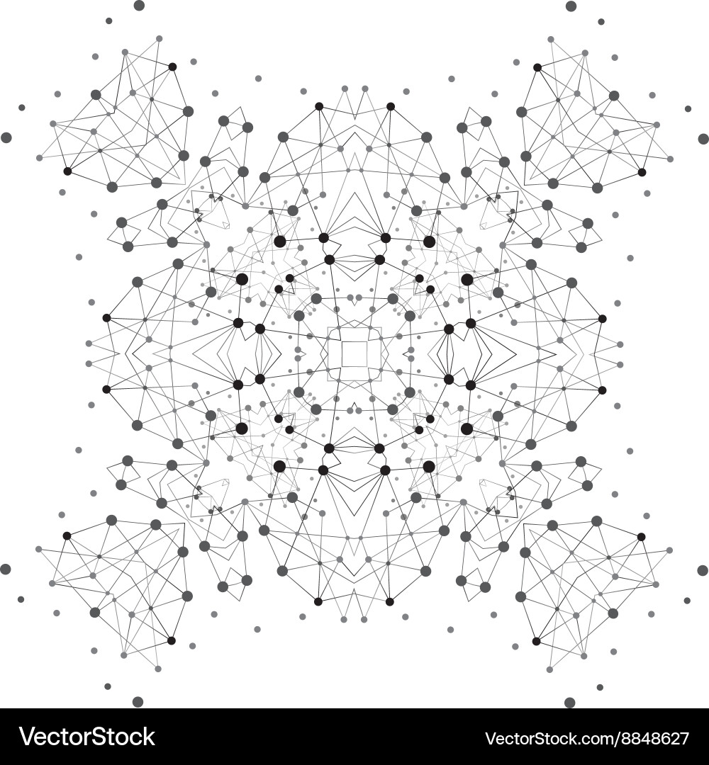 Shape molecular structure with lines and dots vector image