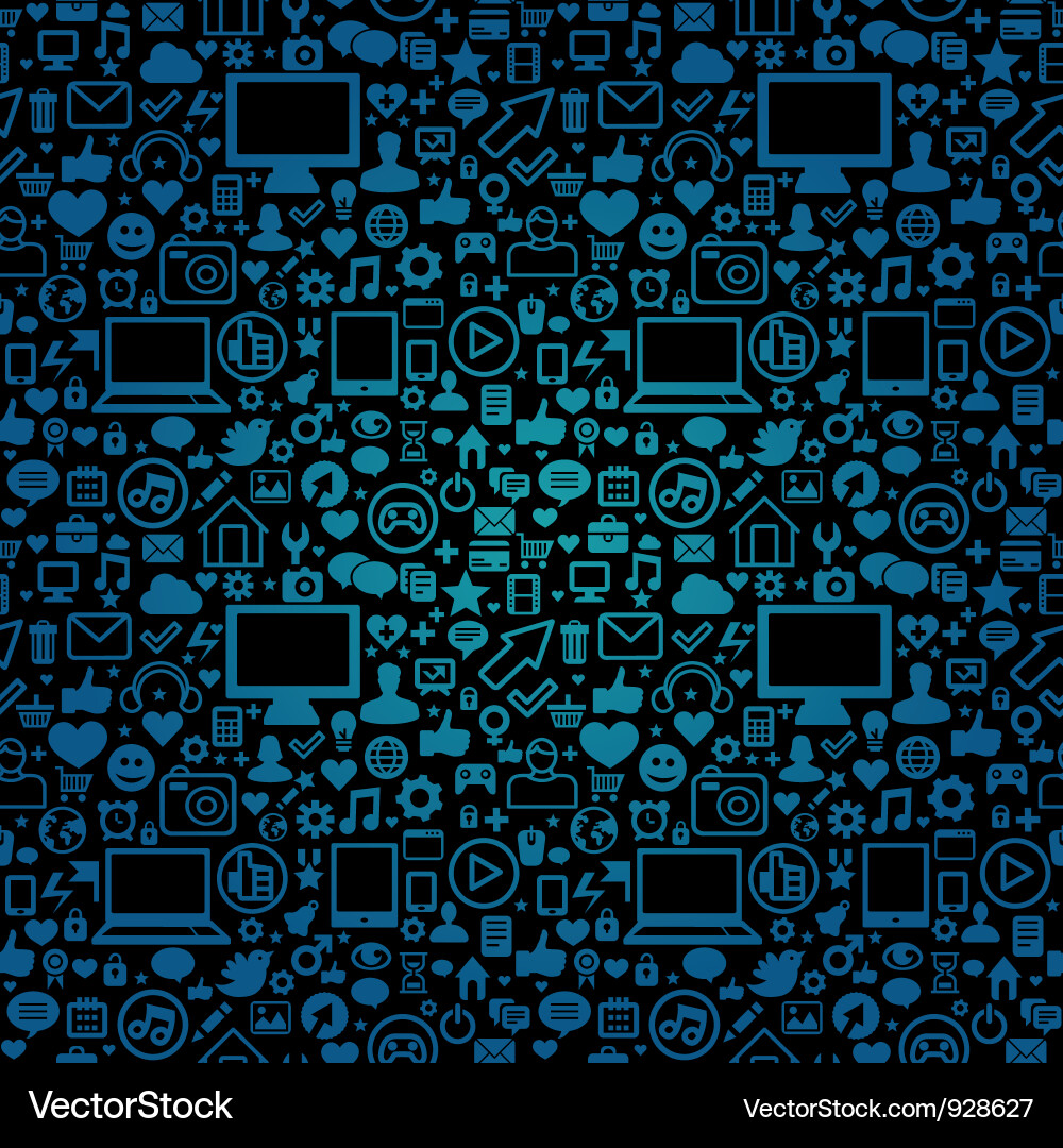 Social Media & Tech Pattern Vector Image